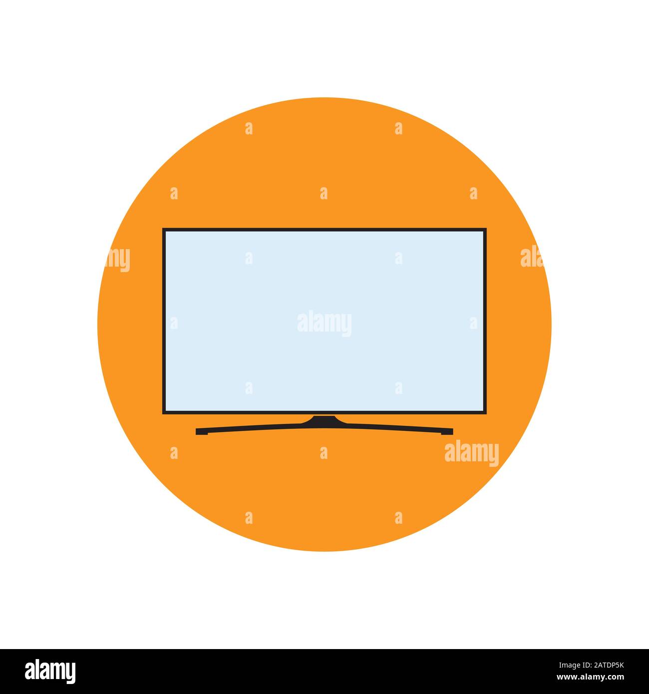 LED smart TV icon in flat style. TV symbol in an orange circle. Vector eps8 illustration. Stock Vector