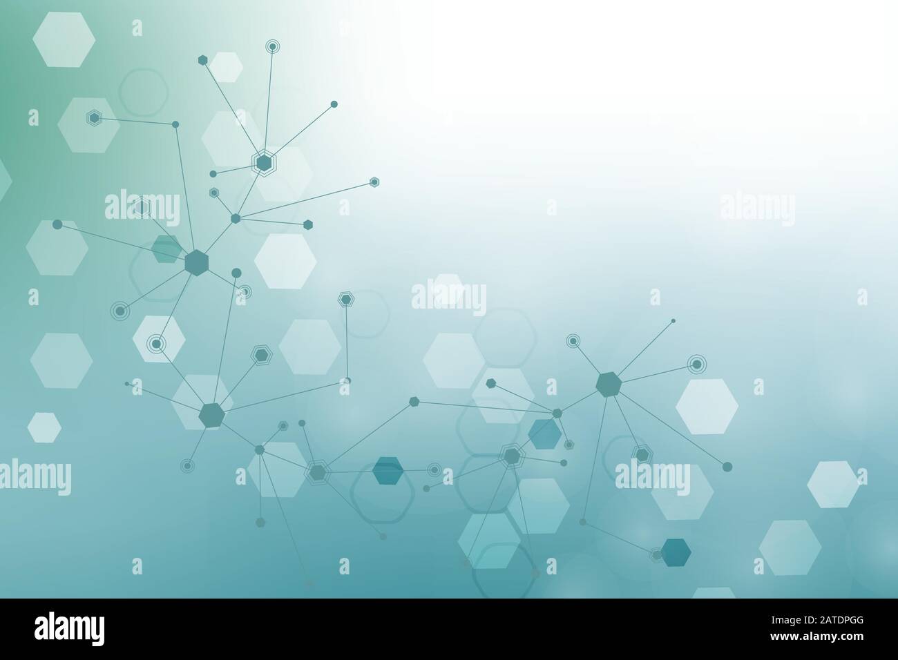 Science network pattern, connecting lines and dots. Technology hexagons ...