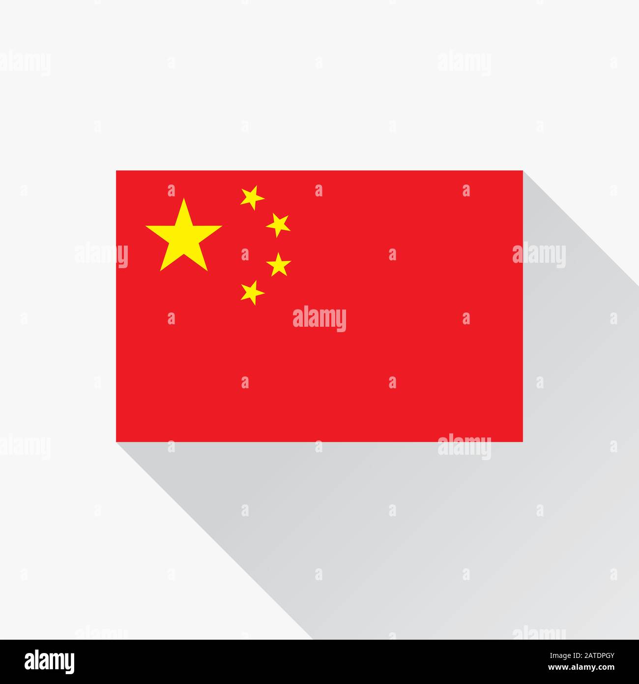 Flag of the Peoples Republic of China. The red banner charged in the canton with five golden stars. Vector illustration in eps8 format. Stock Vector