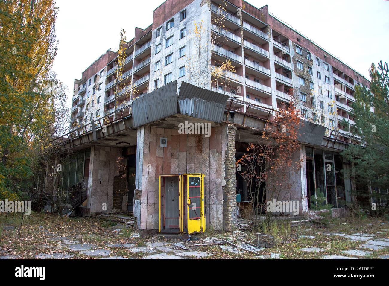 Pripyat, Ukraine view of abandoned Pripyat city in Chernobyl Exclusion Zone Stock Photo