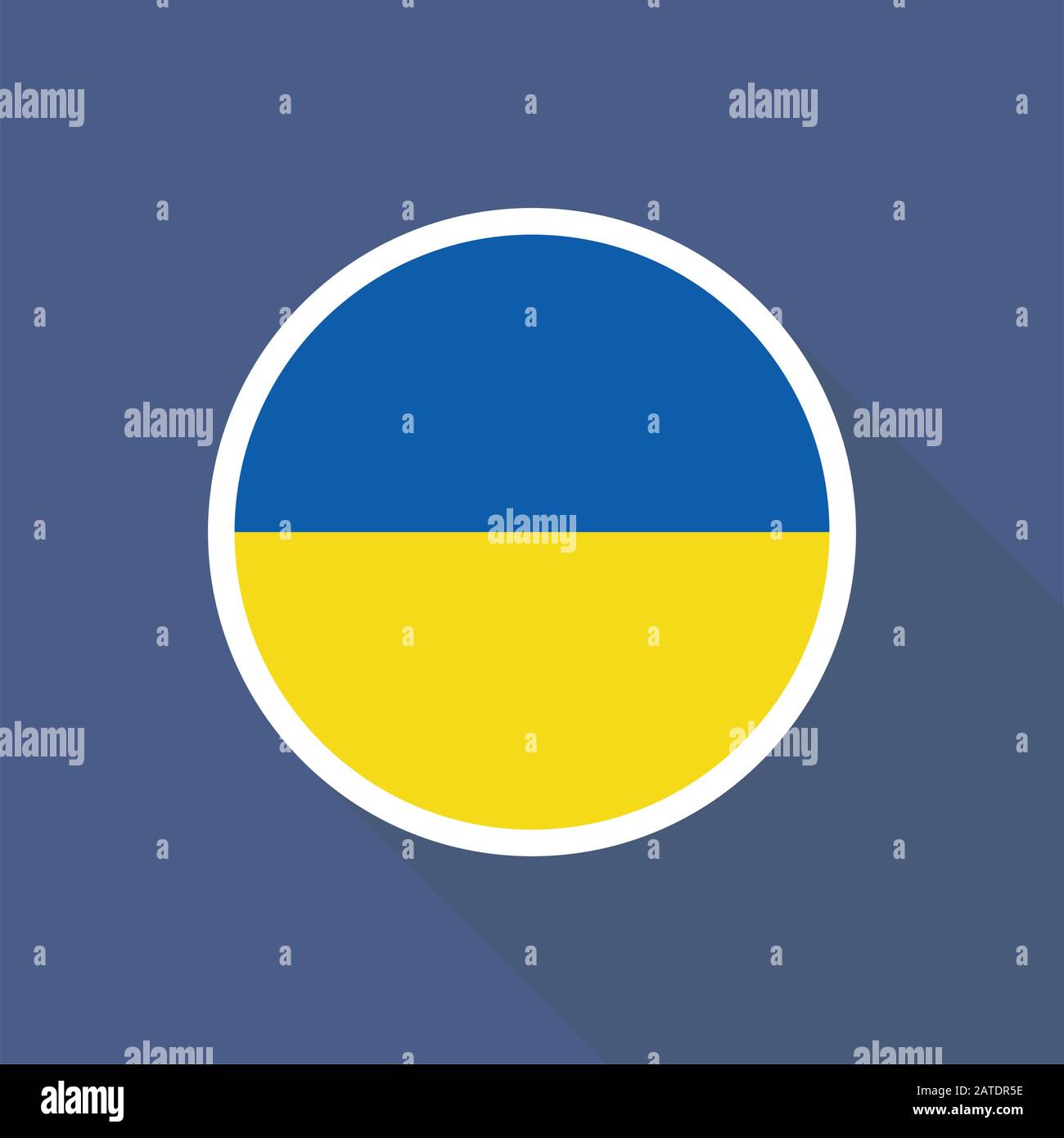 The National Flag of Ukraine. Flat icon in a circle. Vector illustration in EPS8 format. Stock Vector