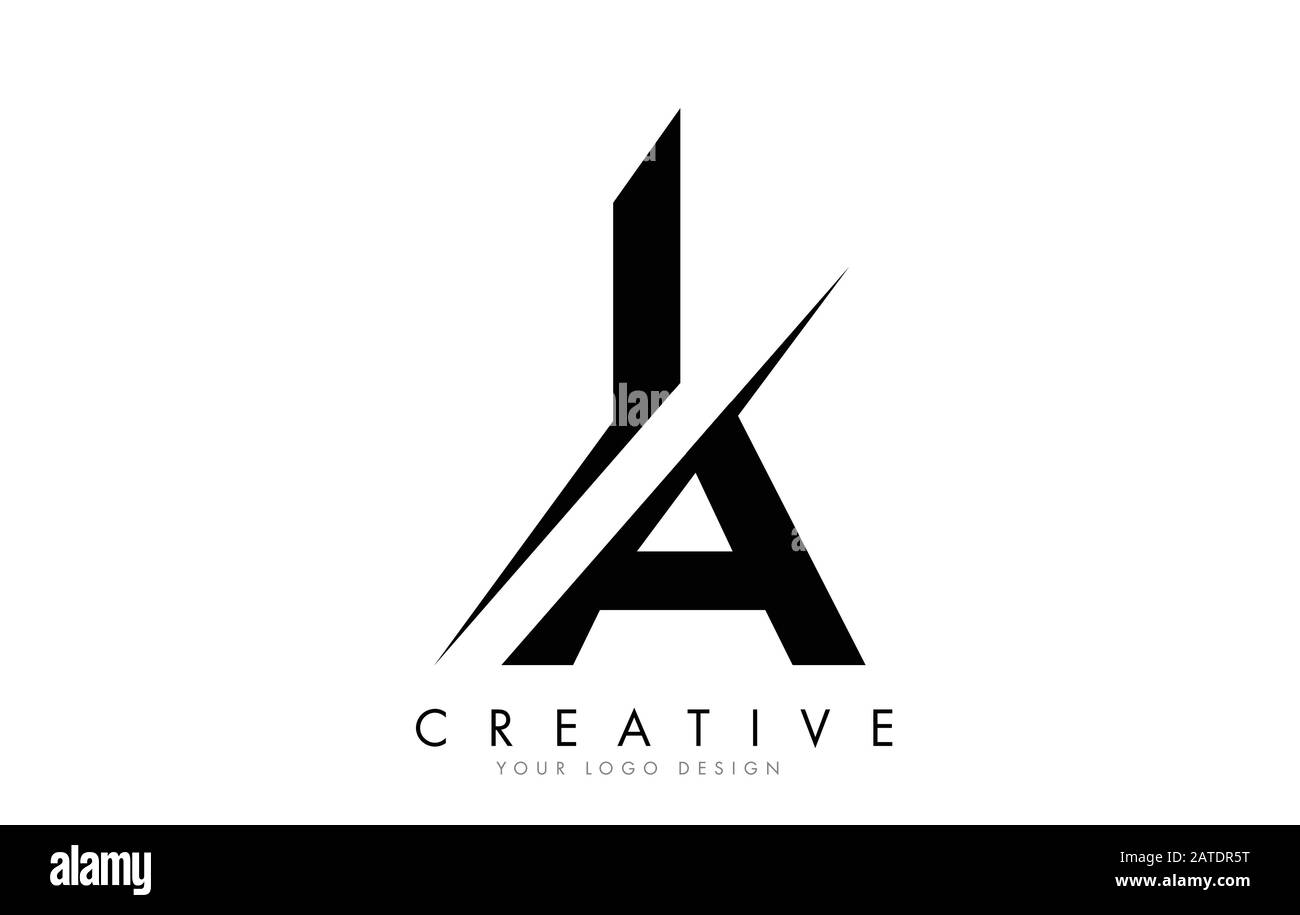 IA I A  Letter Logo Design with a Creative Cut. Creative logo design. Stock Vector