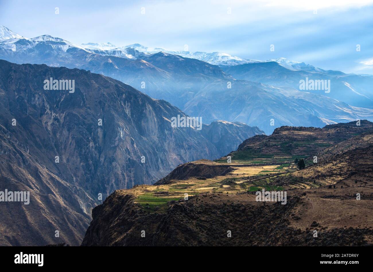 The canyon Colca is the deepest in the world. Colca Peru landscape ...