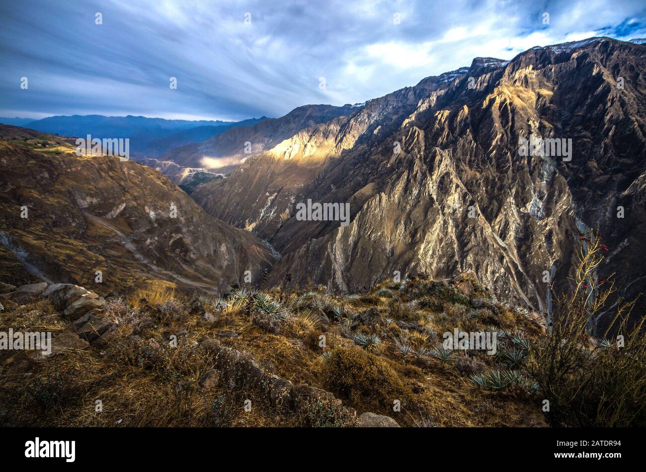 The canyon Colca is the deepest in the world. Colca Peru landscape ...