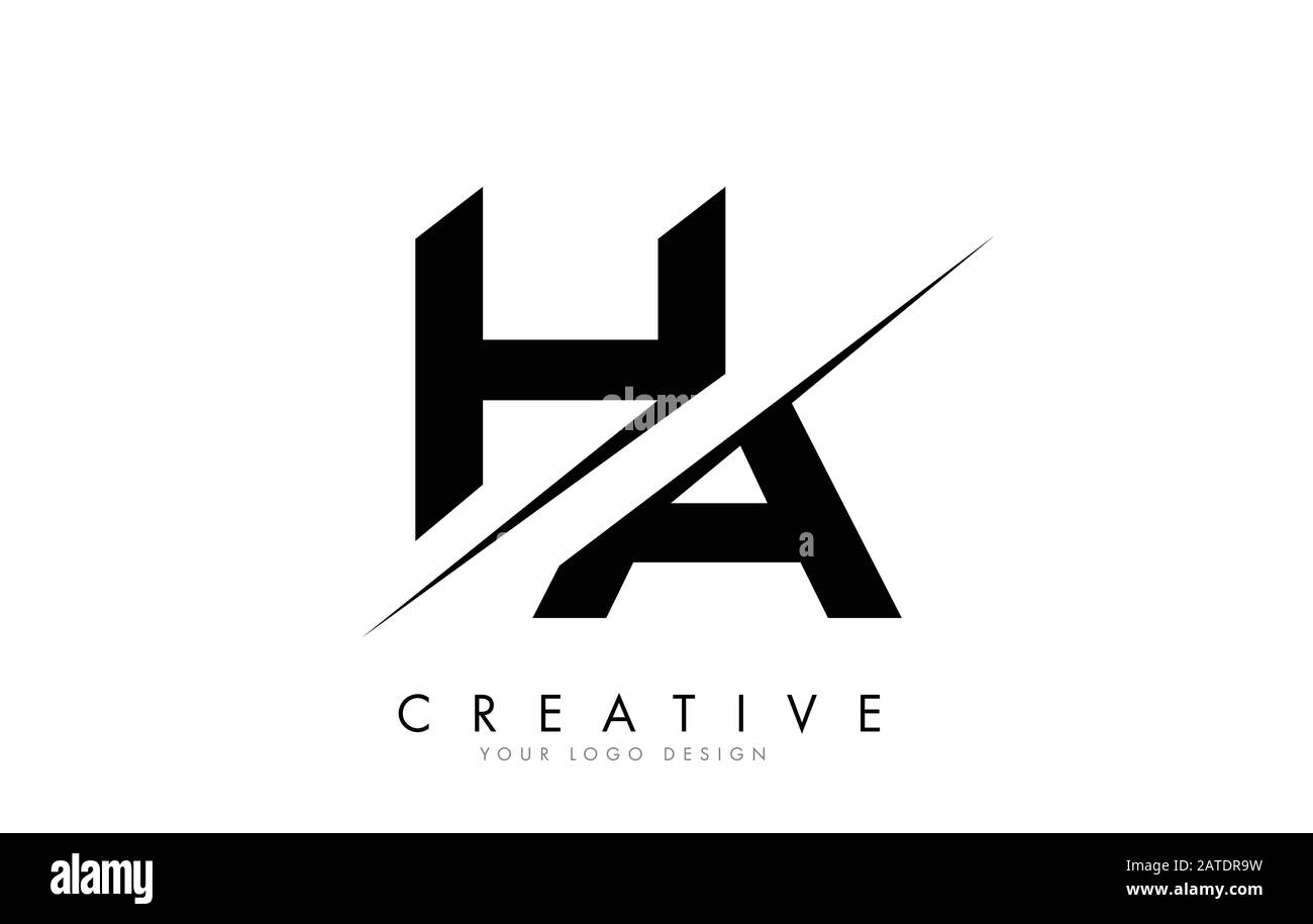 HA H A  Letter Logo Design with a Creative Cut. Creative logo design. Stock Vector