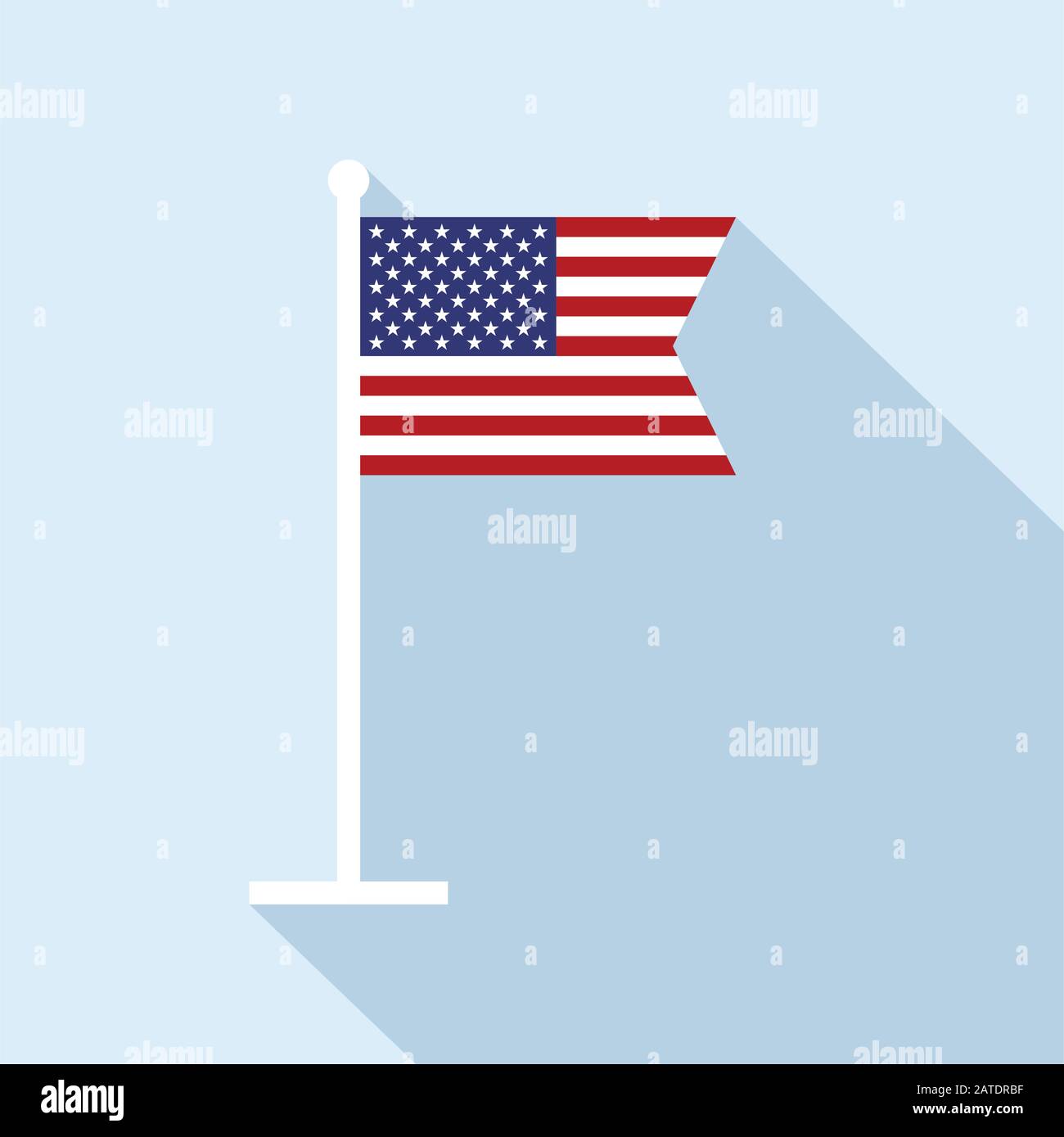 Usa Flag On Flagpole Vector Flat Icon Vector Icon Of American