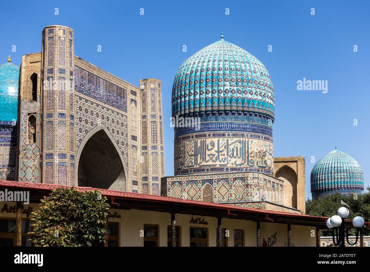Old mosque Bibi-Khanym built by Timur in Samarkand, Uzbekistan Stock ...