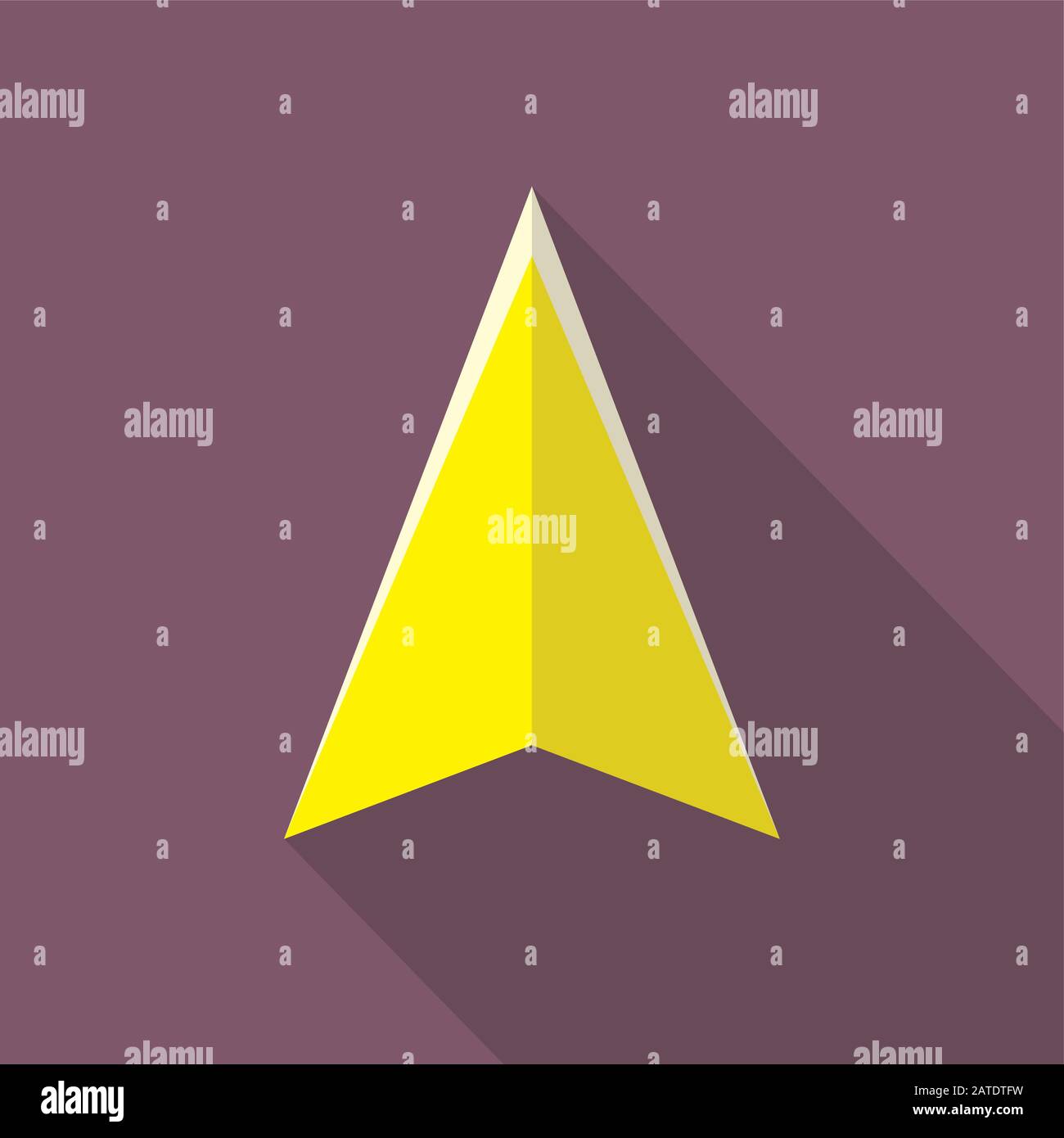 Navigation pointer flat icon sign. Navigator arrow symbol. Navigational pictogram. Vector icon of a navigation arrow in flat style with long shadow. E Stock Vector