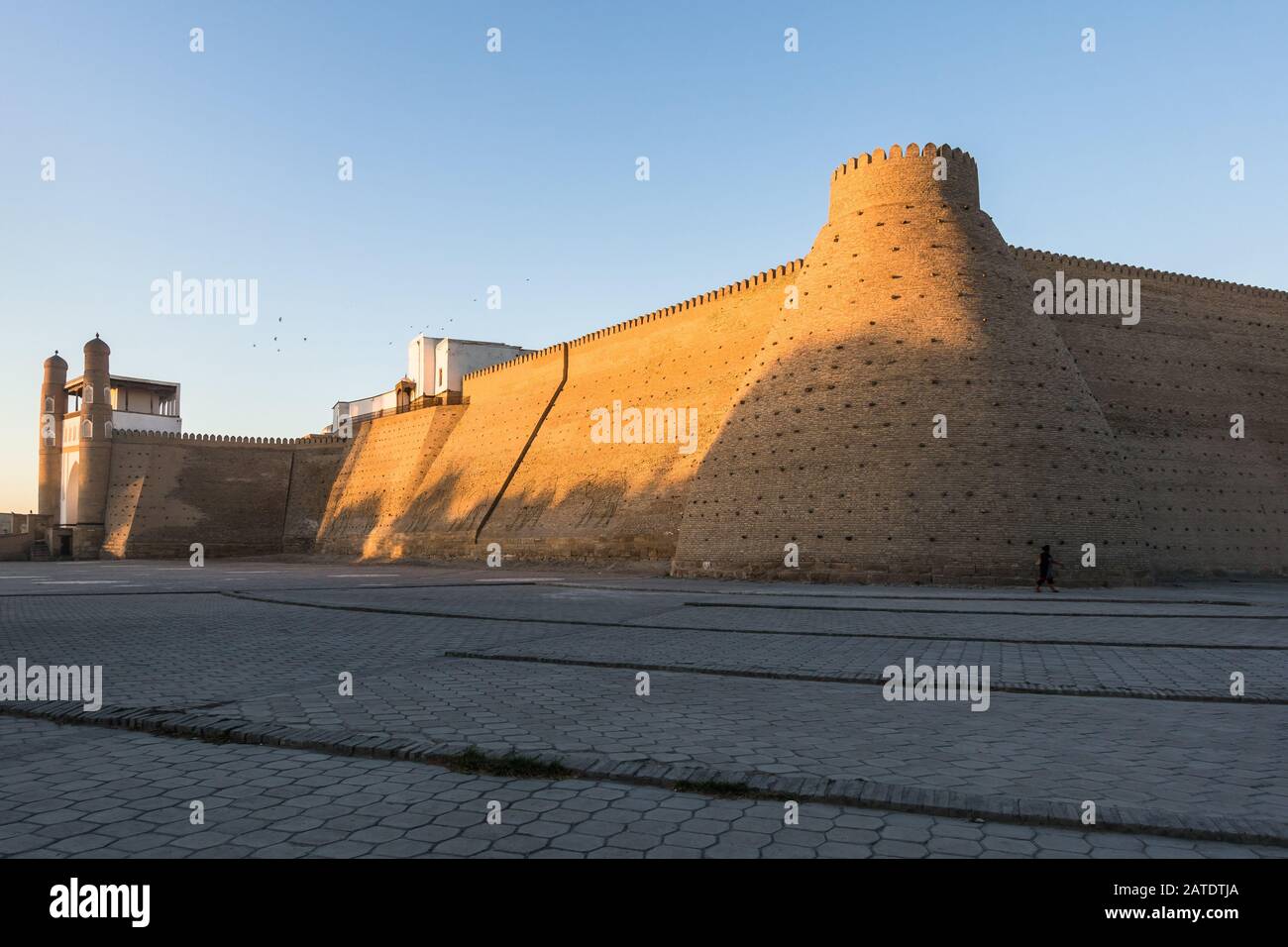 Old beige brick walls of Ark fortress in Bukhara, Uzbekistan Stock ...