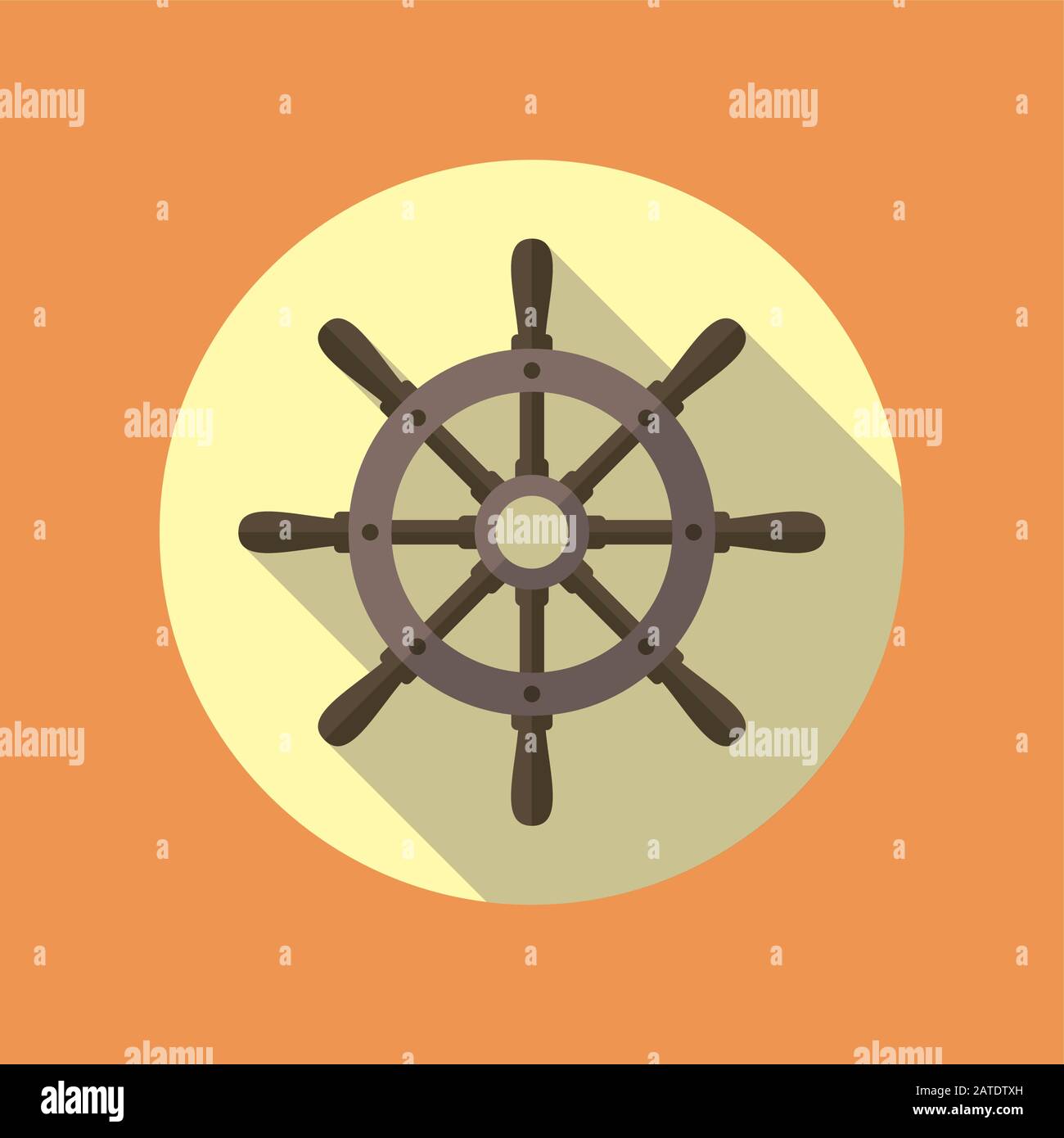Ship helm vector icon flat design. Helm, steering wheel icon in flat ...