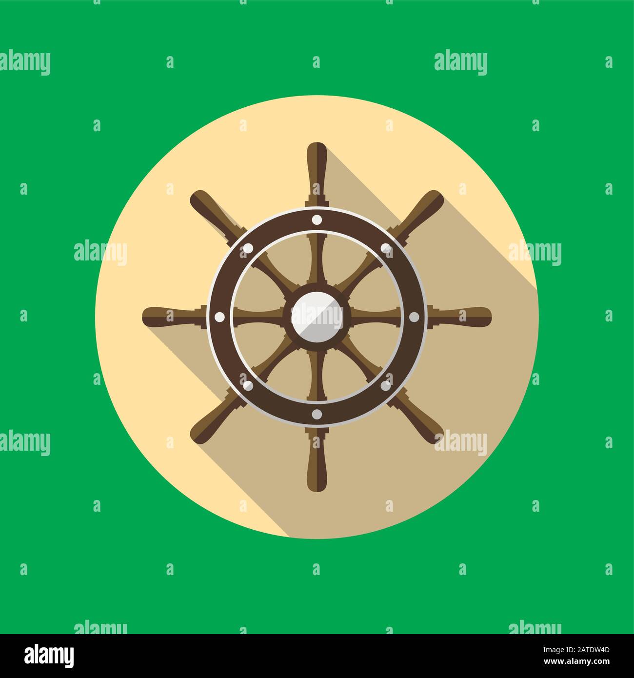 Ship helm vector icon flat design. Helm, steering wheel icon in flat ...