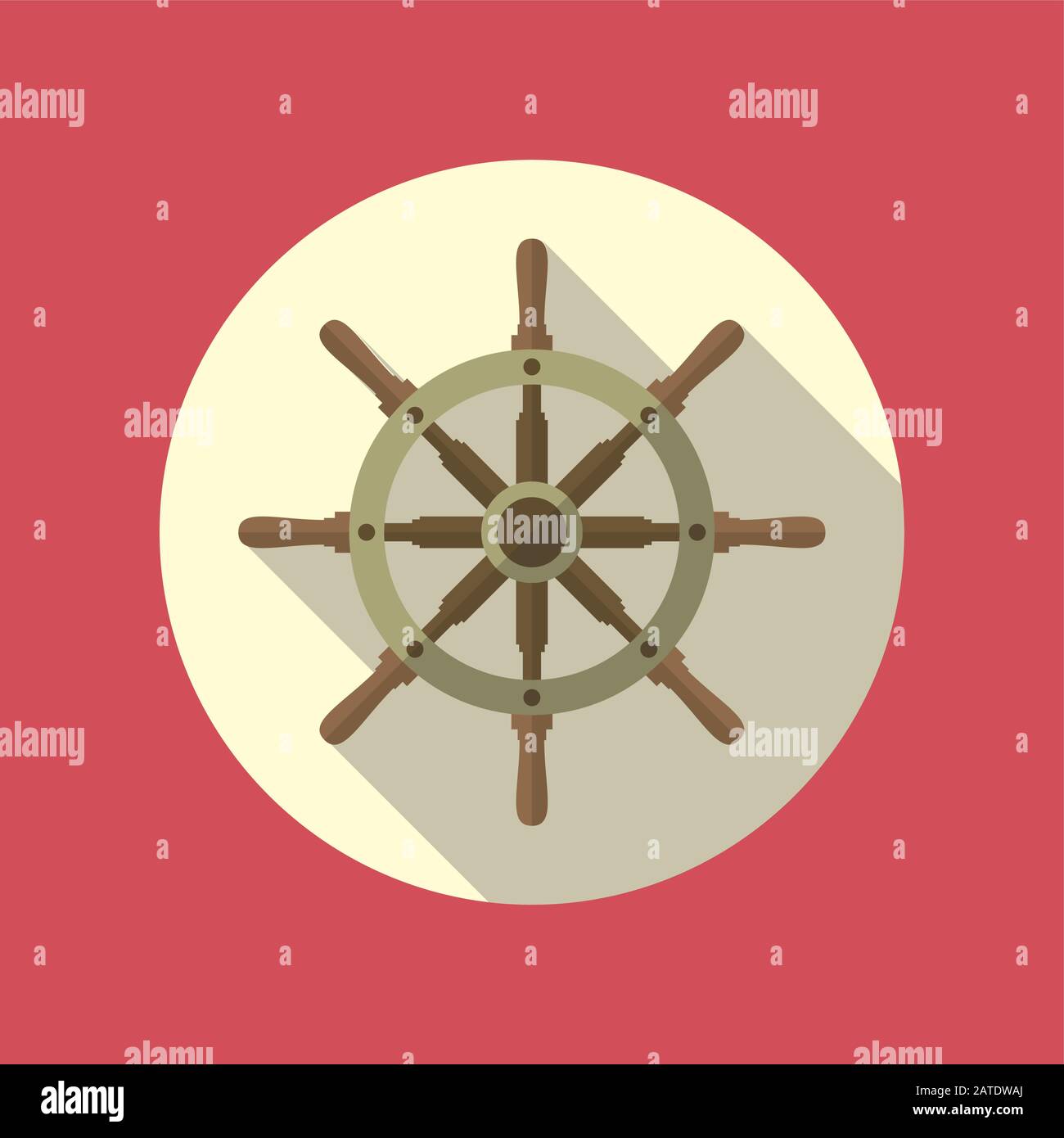 Ship helm vector icon flat design. Helm, steering wheel icon in flat ...