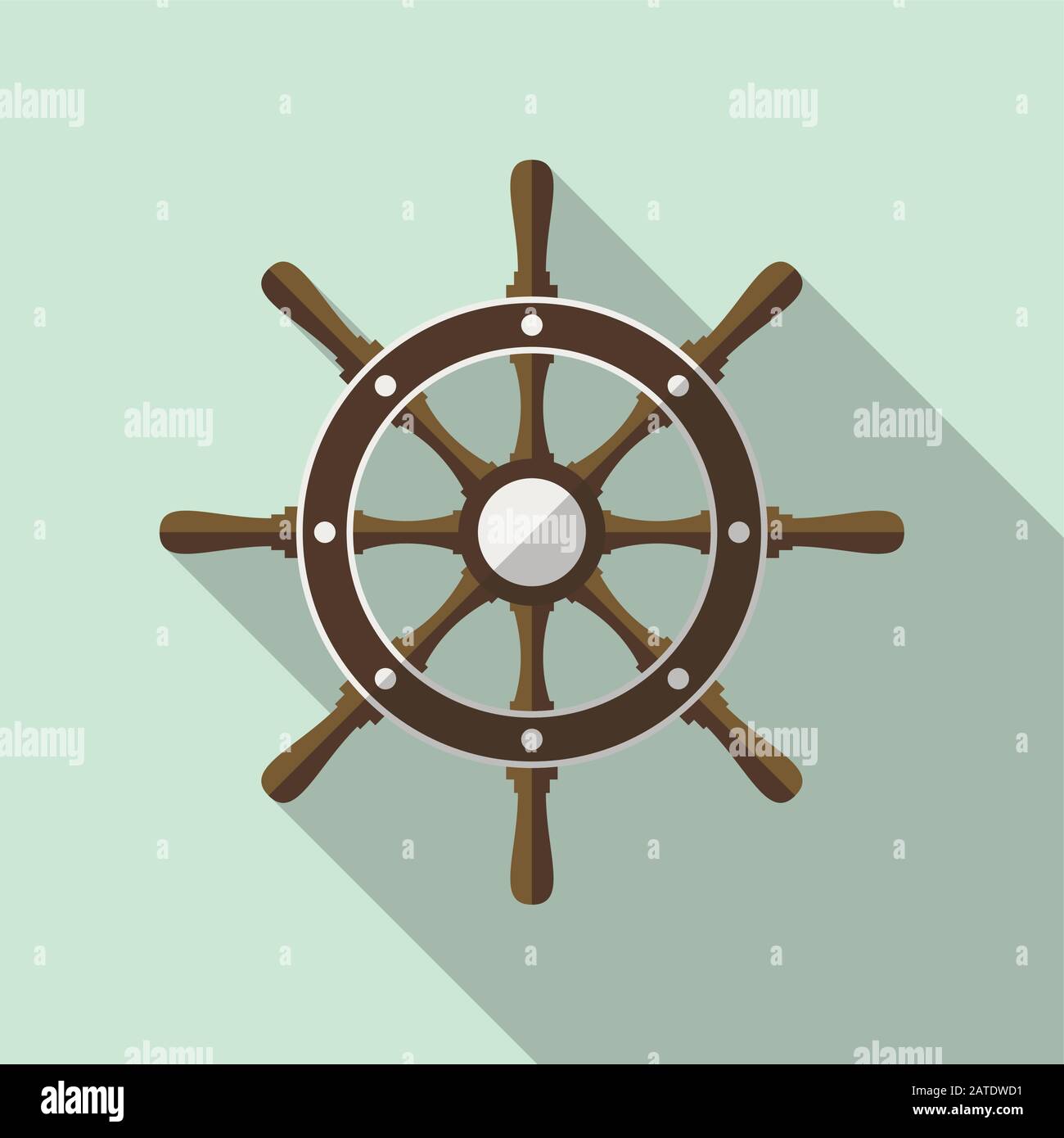 Ship helm vector icon flat design. Helm, steering wheel icon in flat ...