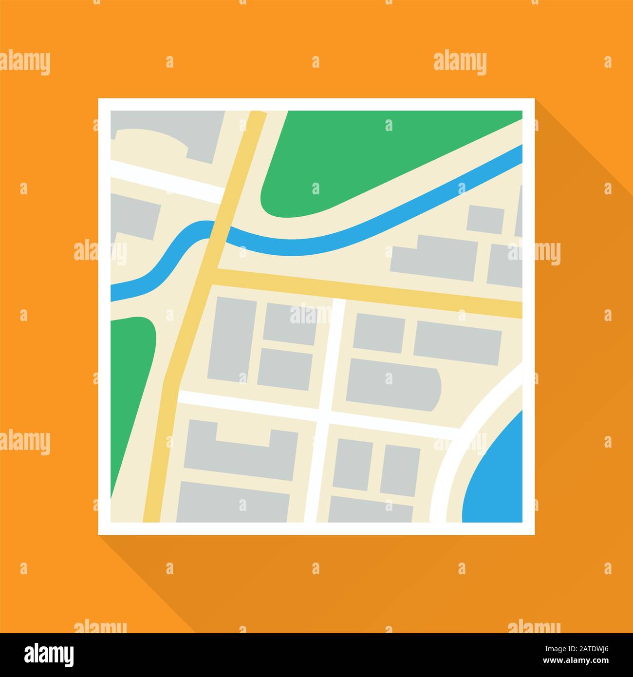 City paper map colored flat icon. Vector eps8 illustration. Stock Vector
