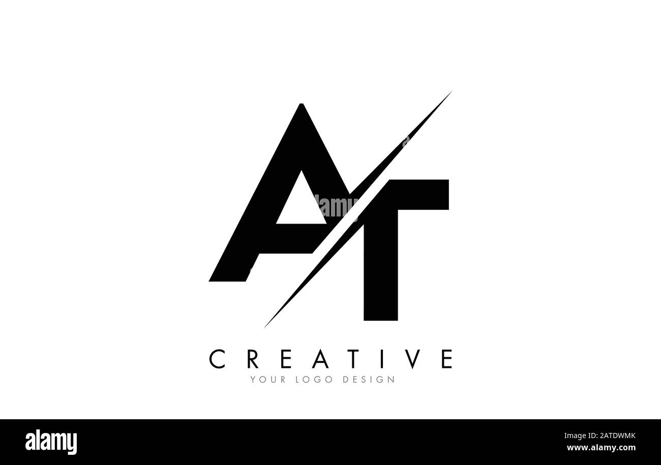 AT A T Letter Logo Design with a Creative Cut. Creative logo design ...