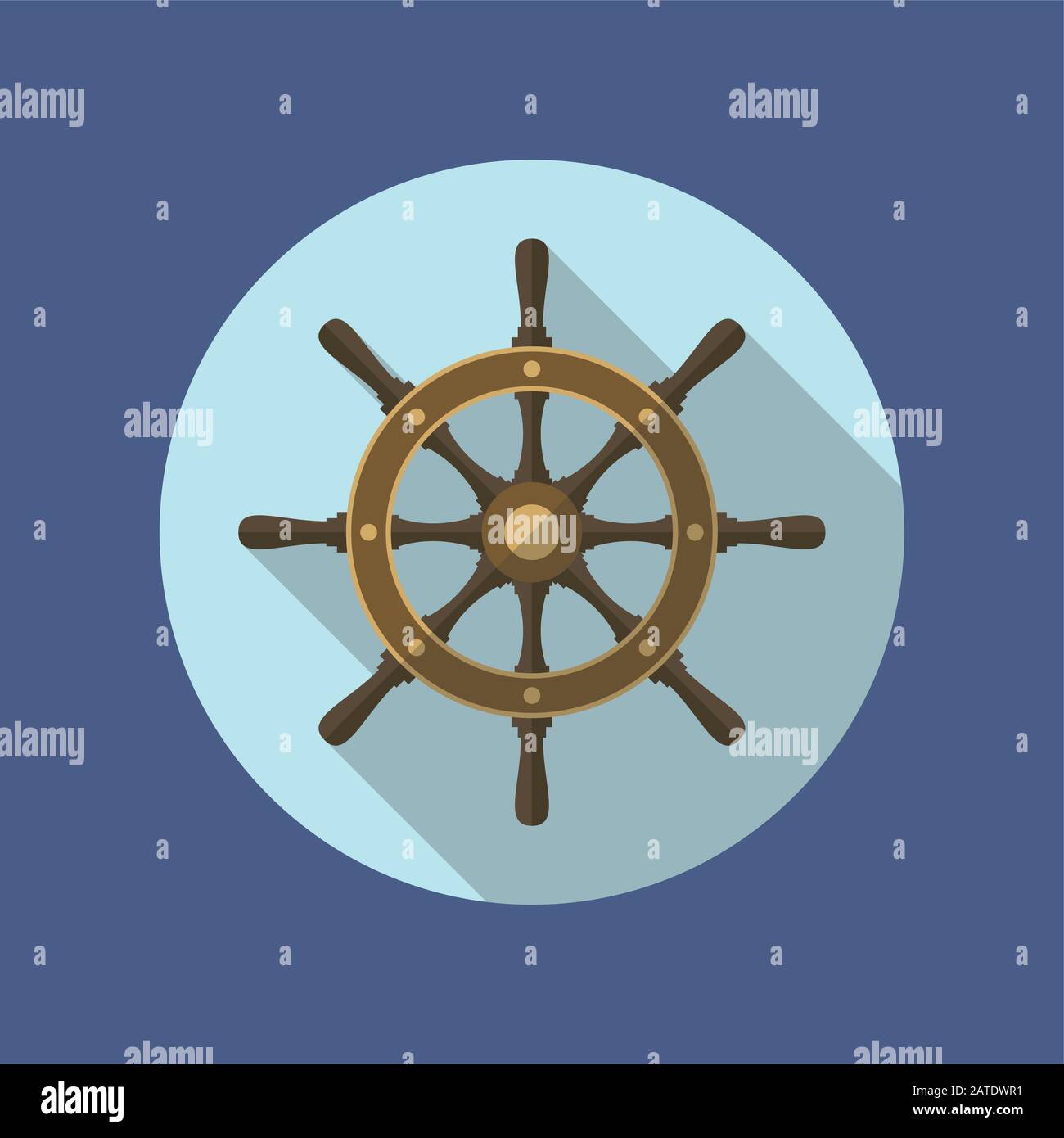Ship helm vector icon flat design. Helm, steering wheel icon in flat ...