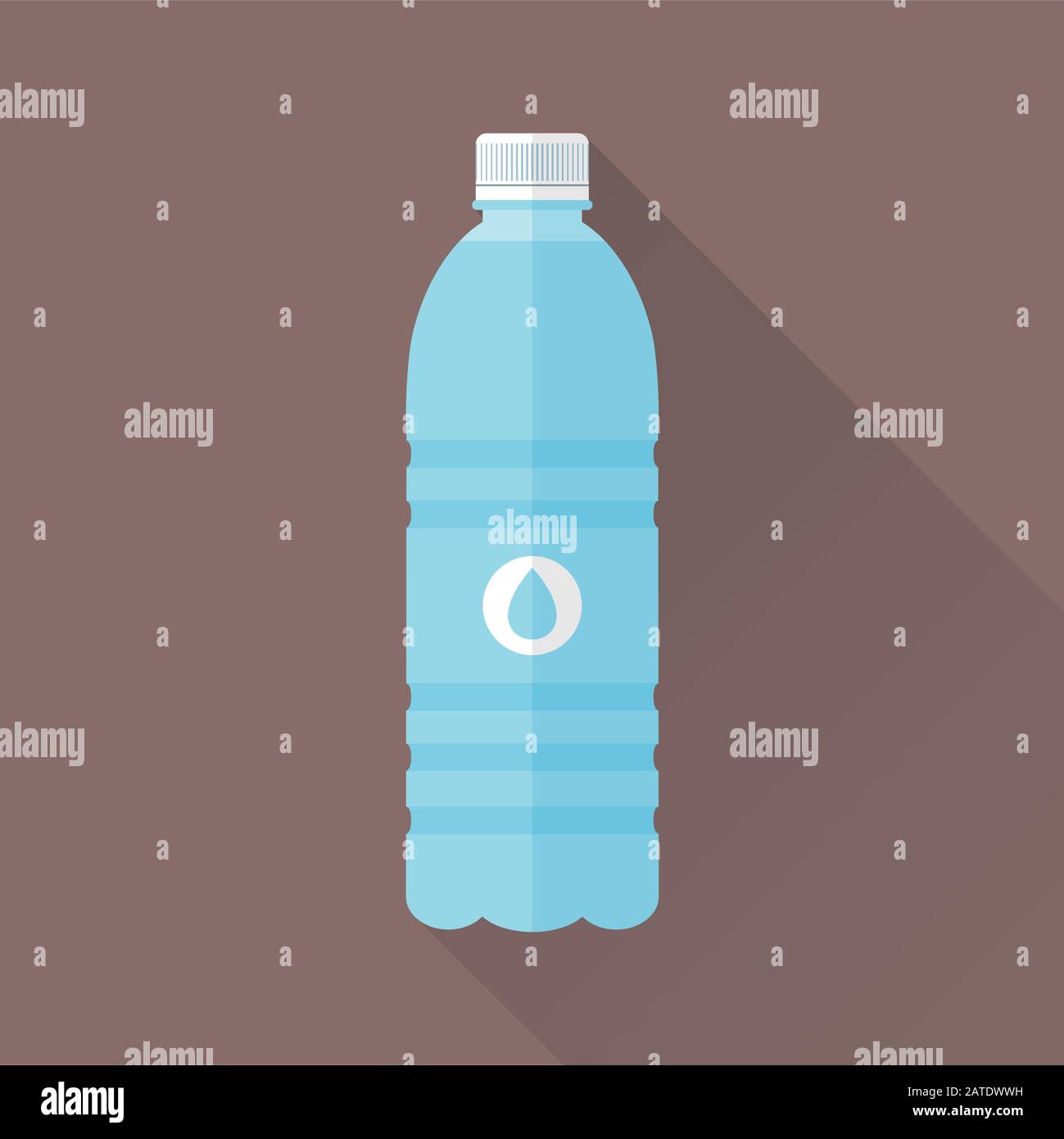 Plastic bottle of fresh water icon in flat style isolated on brown ...
