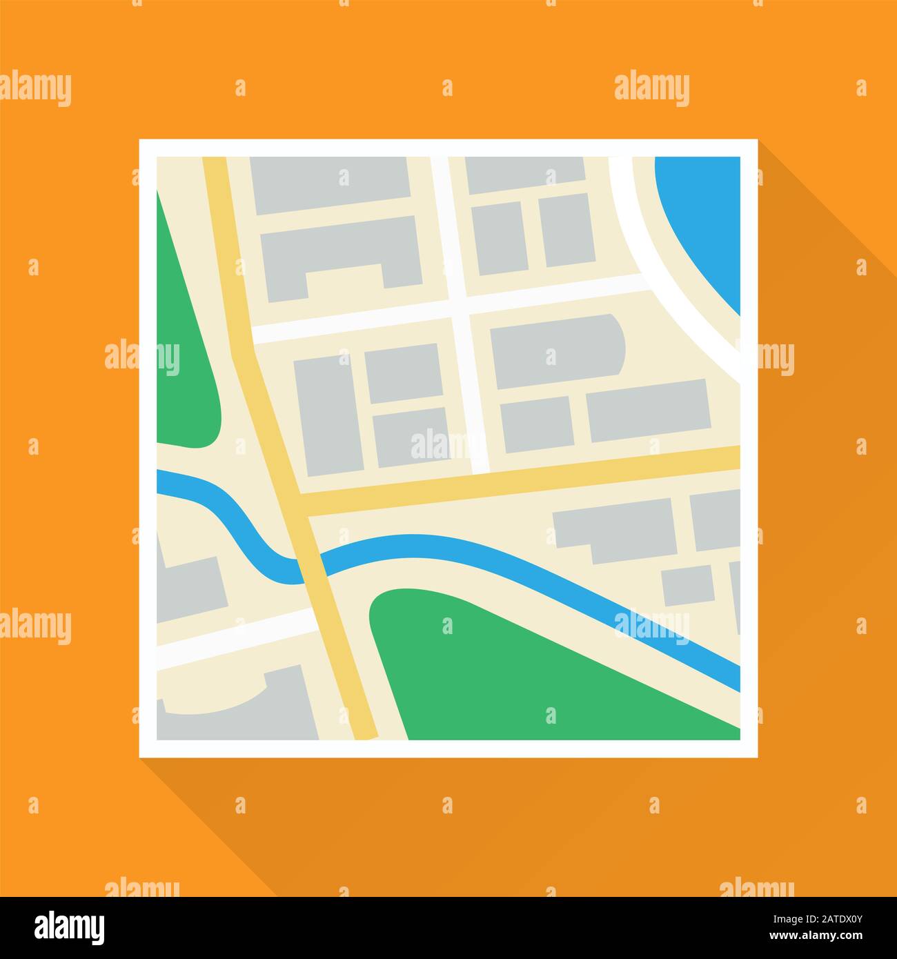 City paper map colored flat icon. Vector eps8 illustration. Stock Vector