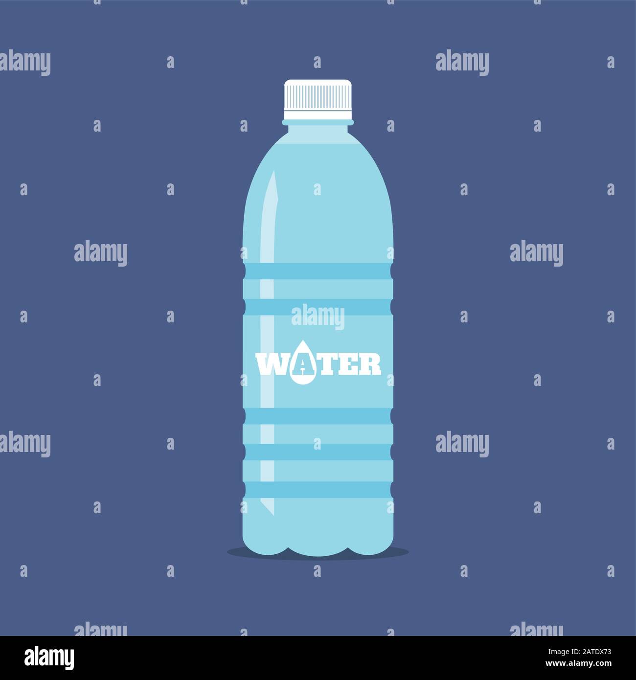 Plastic bottle of fresh water icon in flat style isolated on blue ...