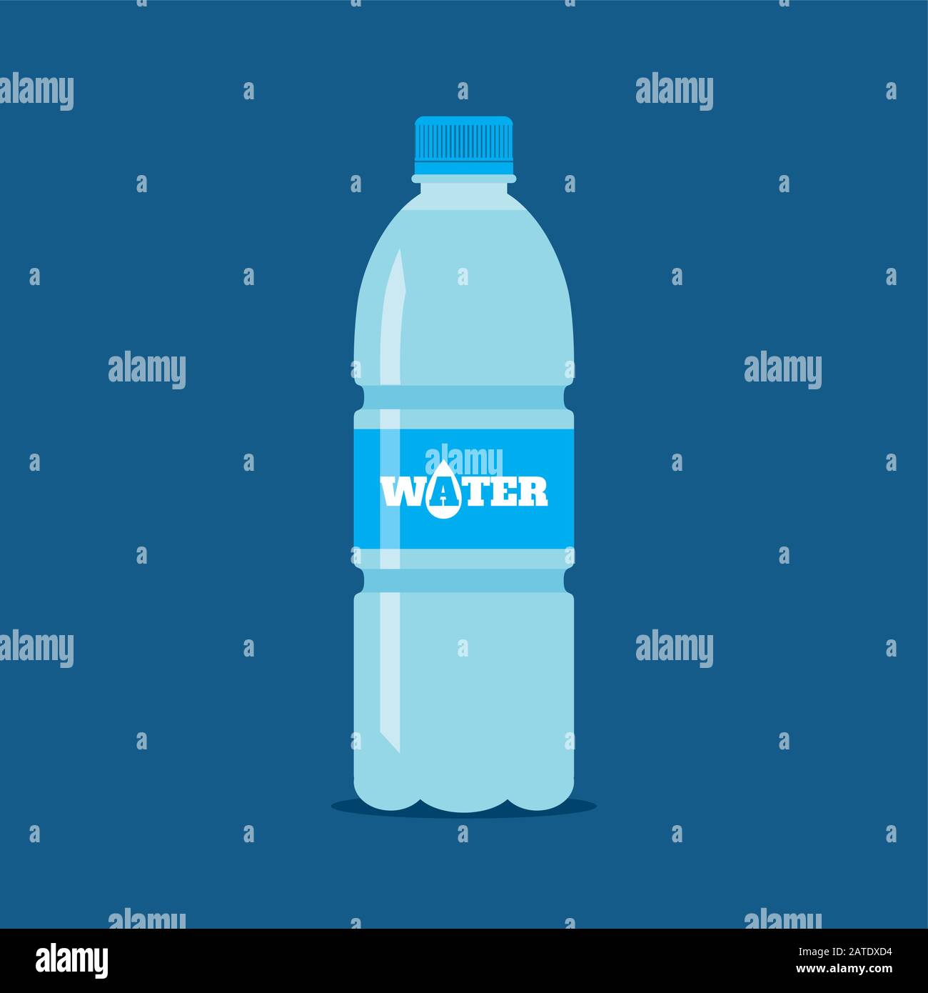 Plastic bottle of fresh water icon in flat style isolated on blue ...