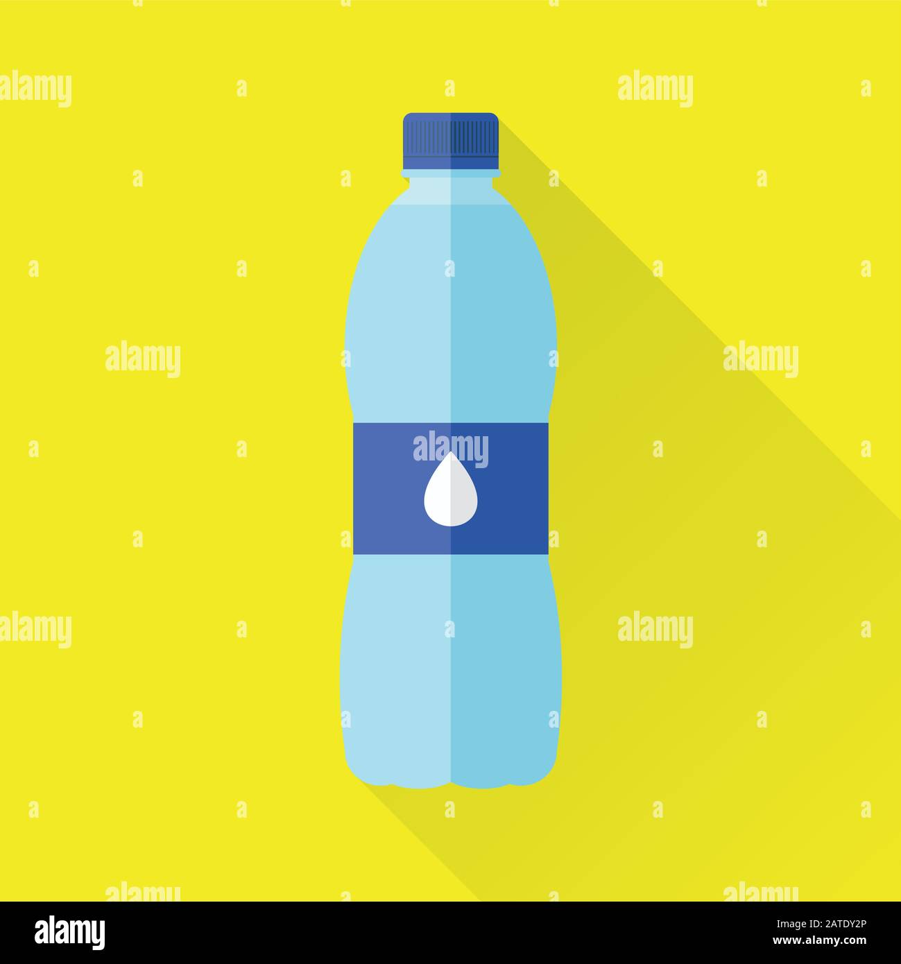 Plastic bottle of fresh water icon in flat style isolated on yellow ...