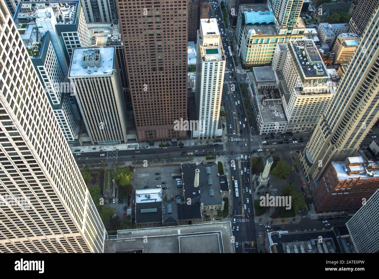 Looking Down to Chicago, USA. Cityscape background Stock Photo