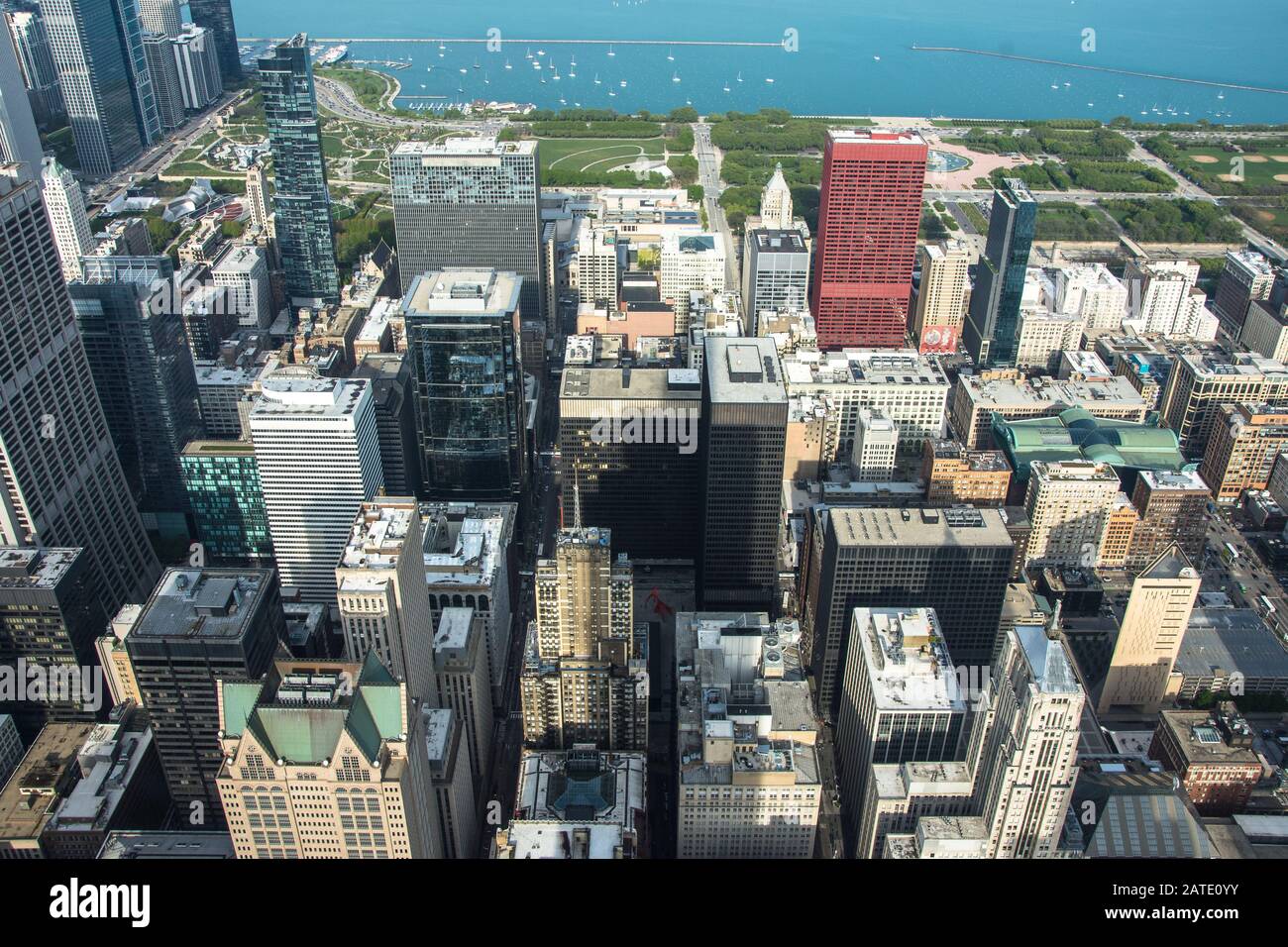 Looking Down to Chicago, USA. Cityscape background Stock Photo