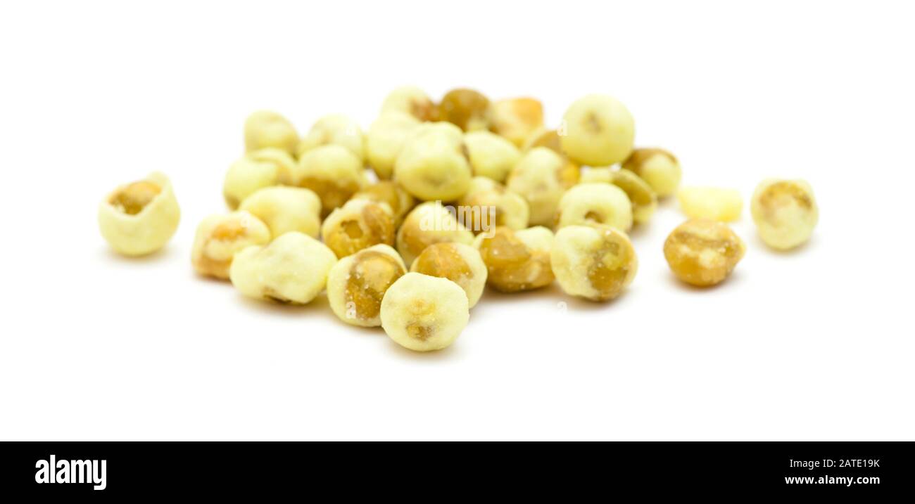 snack food wasabi peas isolated on white background Stock Photo