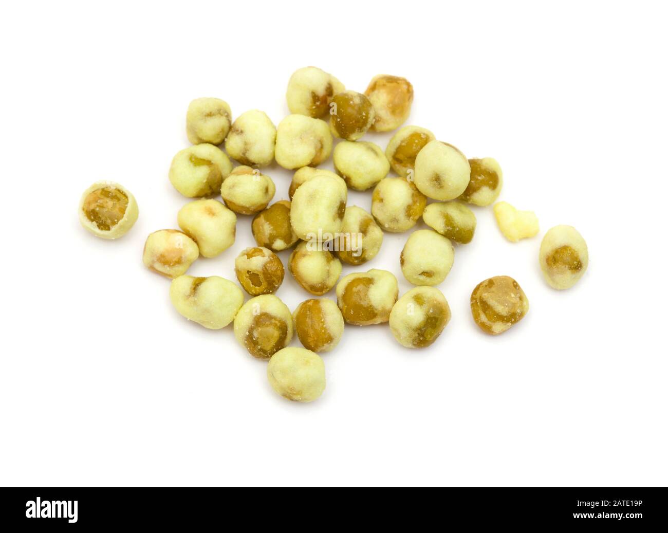 snack food wasabi peas isolated on white background Stock Photo