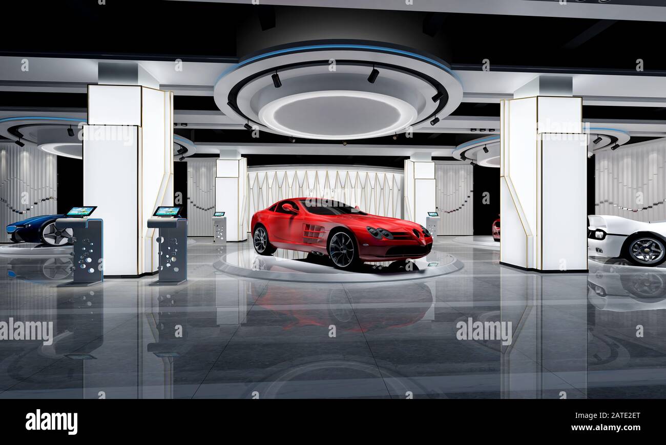 3d render car sell showroom store Stock Photo - Alamy