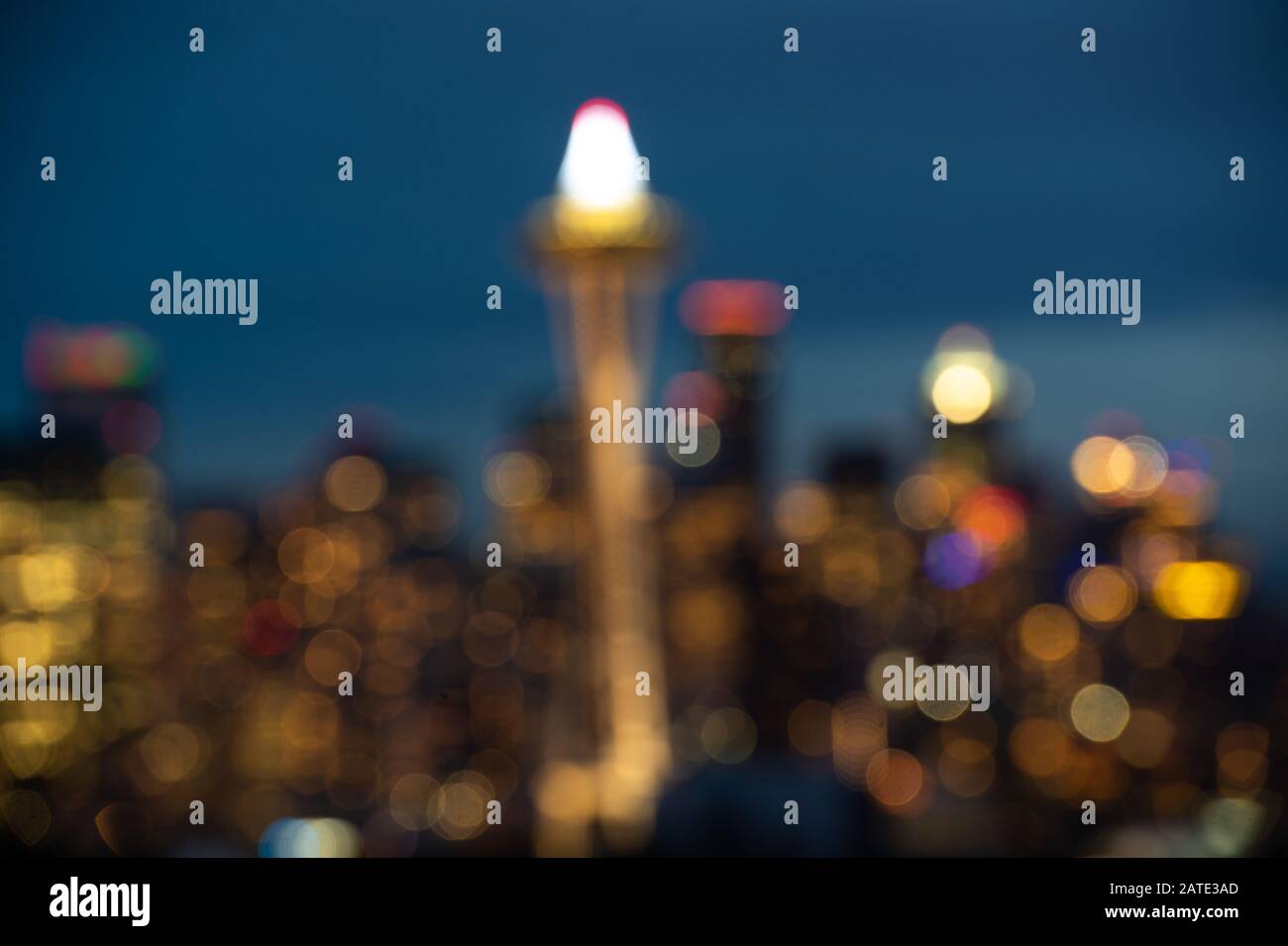scenic view Seattle cityscape in the night time,Washington,USA ...