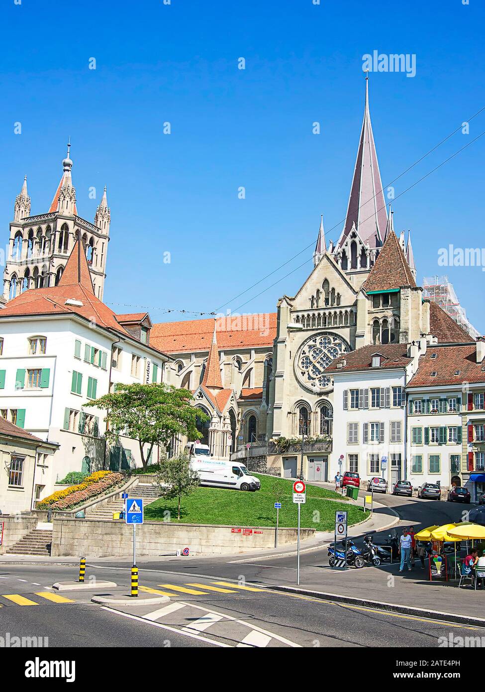 Lausanne Cathedral in summer Stock Photo