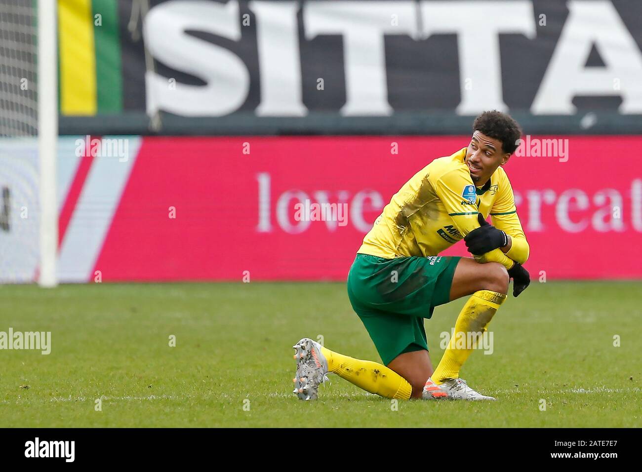 Sittard Netherlands 02nd Feb 2020 Sittard 02 02 2020 Fortuna Sittard Stadium Dutch Eredivisie Football Season 2019 2020 Fortuna Sittard Heerenveen Fortuna Sittard Player Martin Angha Injured During The Game Fortuna Sittard Heerenveen