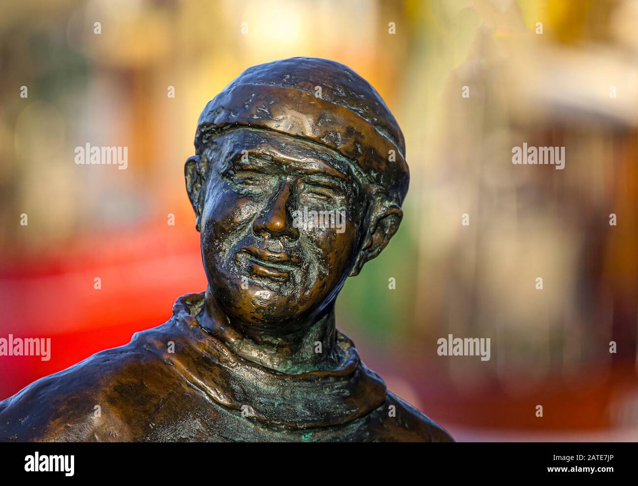 The bronze figure honors the work of the fisherman. It is located in Neuharlingersiel / North Sea /Germany. Stock Photo