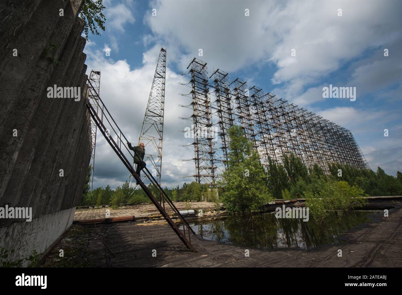 The Soviet radar DUGA 3 station close to Chernobyl and Pripyat, Ukraine Stock Photo