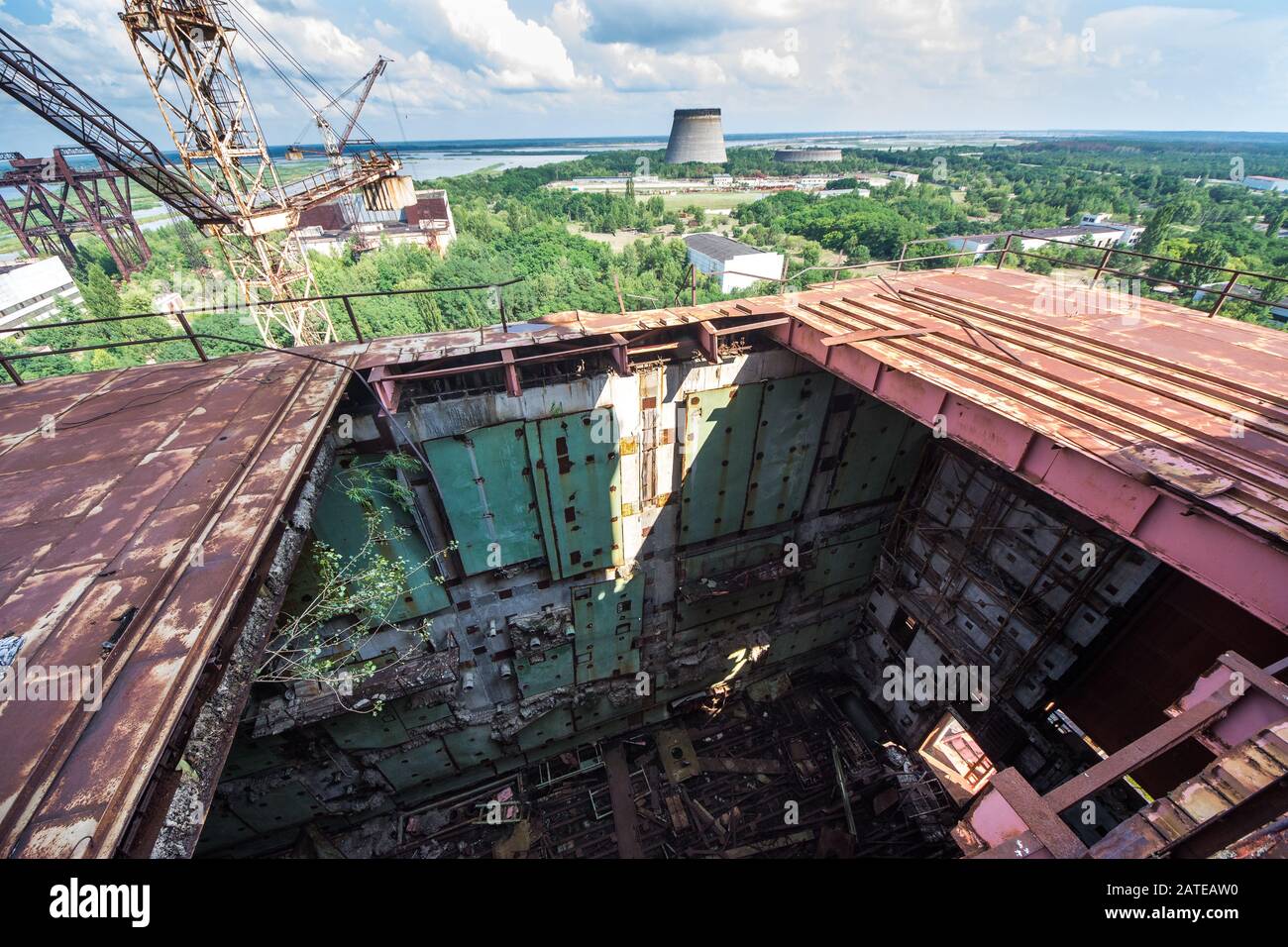 Aerial. Unfinished Cooling Tower Of The Chernobyl Nuclear Power Plant