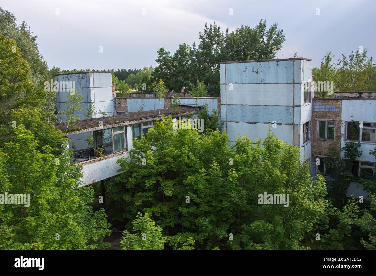 Former Jupiter factory in Pripyat, the ghost town in the Chernobyl Exclusion Zone which was established after the nuclear disaster Stock Photo