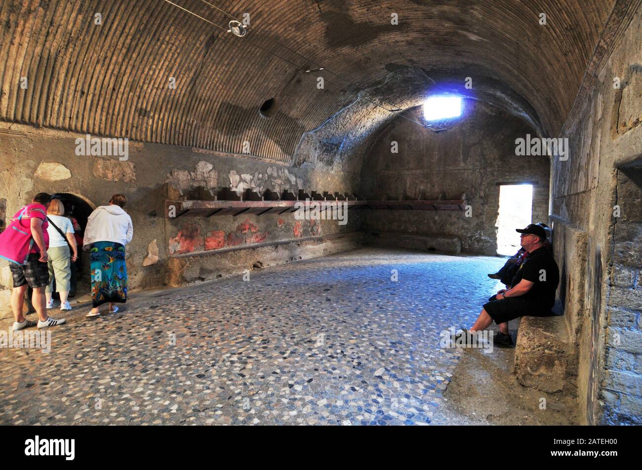 Italy, Naples, Herculaneum: The  Male Baths Changing Room With Grooved Ceiling Arch Stock Photo