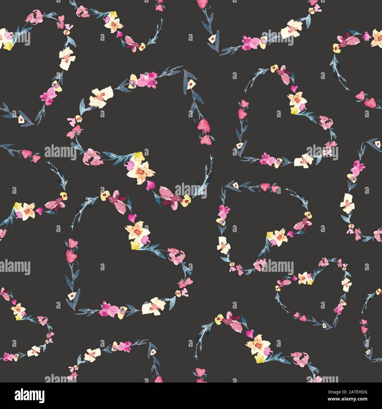 Heart pattern, watercolor seamless background Stock Photo - Alamy