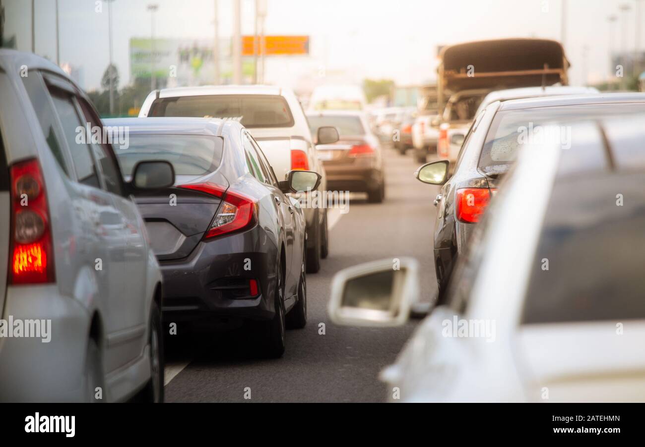 Traffic jam at highway in Bangkok, Thailand Stock Photo