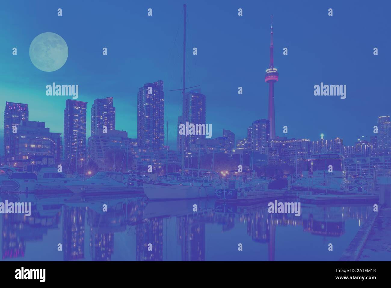 View from Toronto Island to Toronto Skyline, Canada, Ontario, Canada Stock Photo