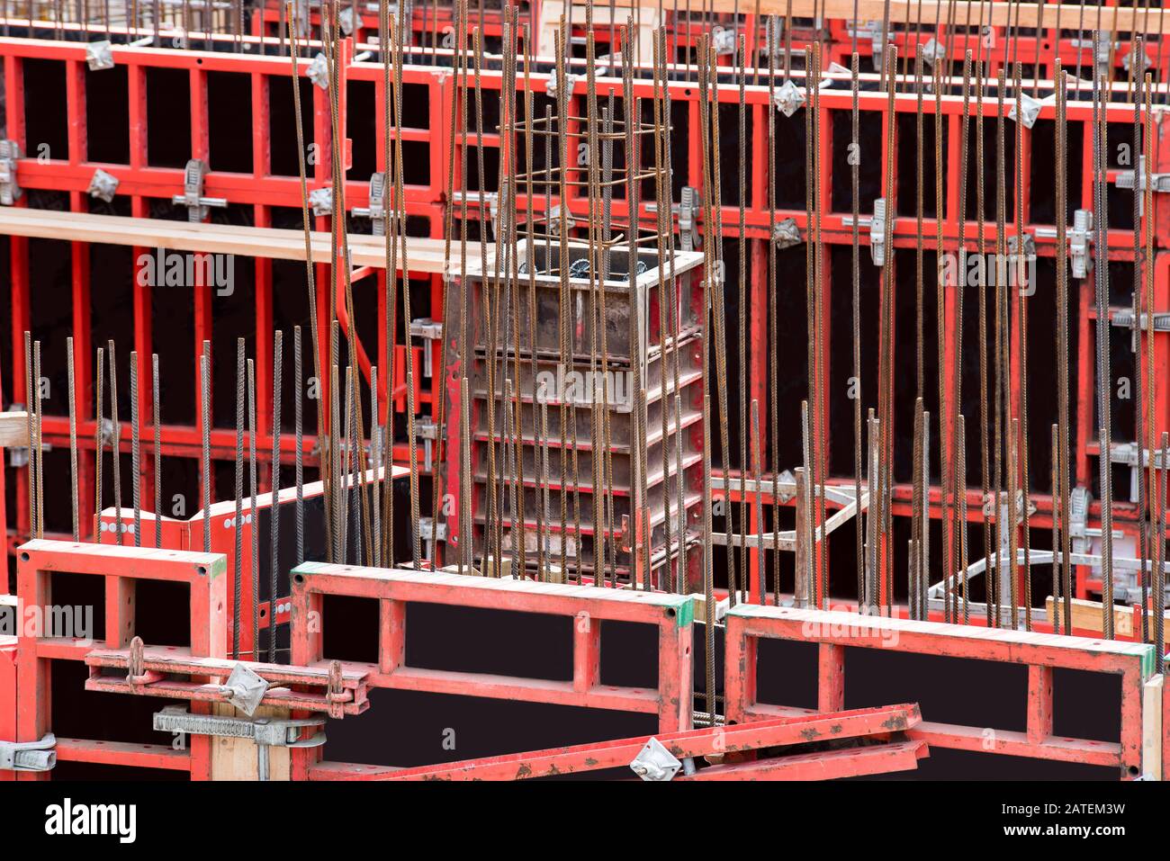 Steel Formwork. Shuttering for concrete construction Stock Photo