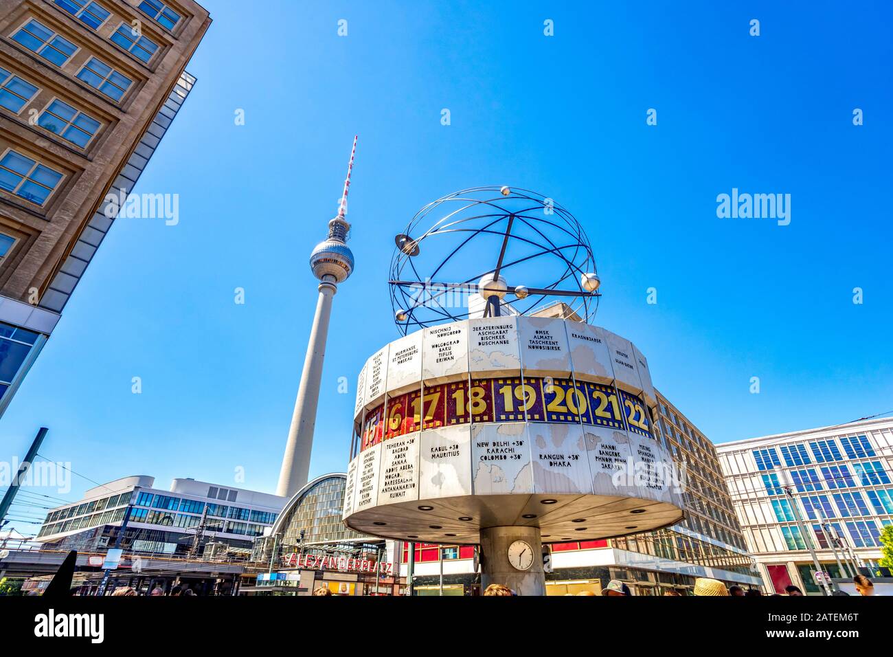 Clock with different time zones, Berlin, Alexanderplatz, Germany Stock  Photo - Alamy