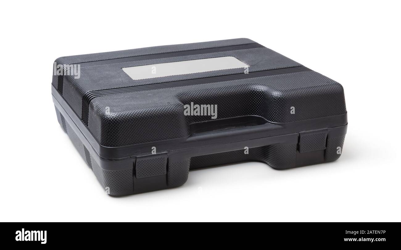 Black plastic tool box isolated on white background Stock Photo - Alamy