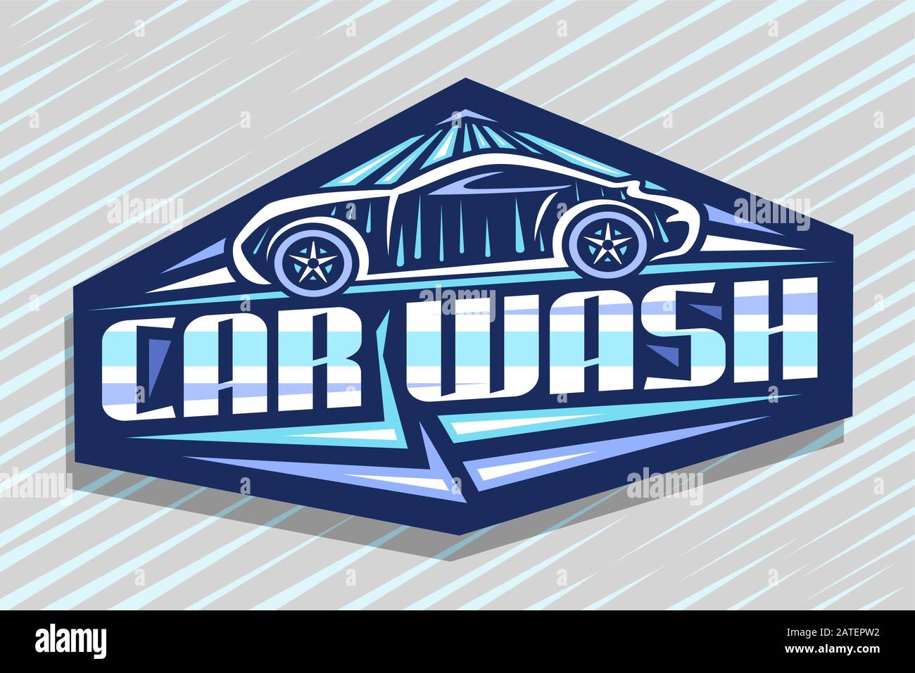 Vector Logo For Car Wash Dark Decorative Sign Board With Illustration Of Outline Sport Car Under Water Shower Trendy Badge With Creative Typeface Fo Stock Vector Image Art Alamy
