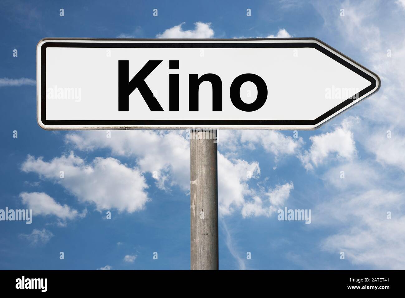 Detail photo of a signpost with the inscription Kino (Cinema Stock Photo -  Alamy
