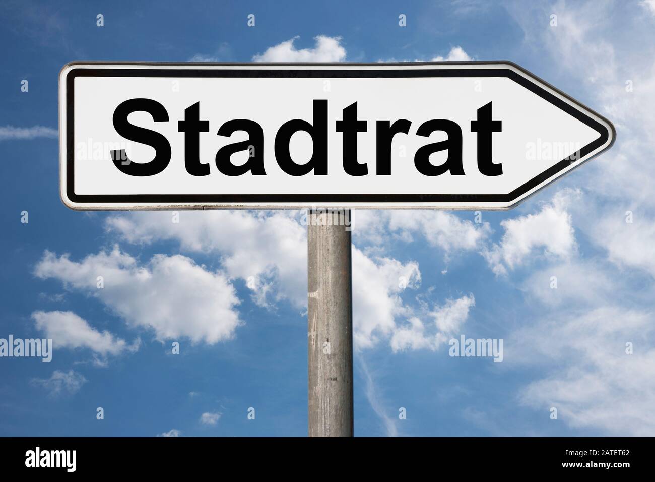 Detail photo of a signpost with the inscription Stadtrat (City Council) Stock Photo