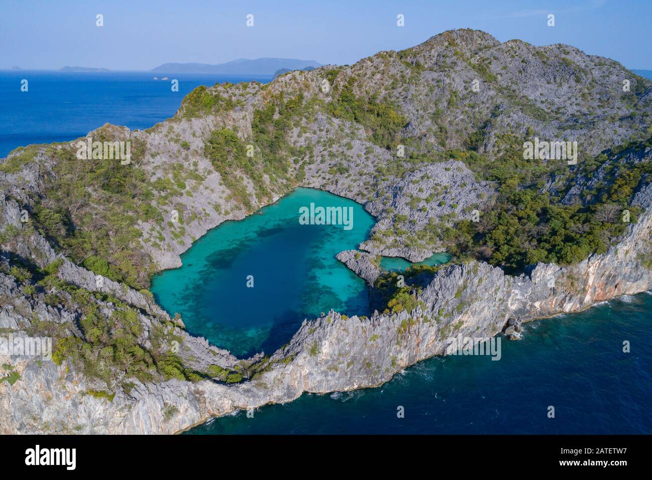 Aerial View of Secret Lagoon, Myanmar, Andaman Sea, Indian Ocean Stock