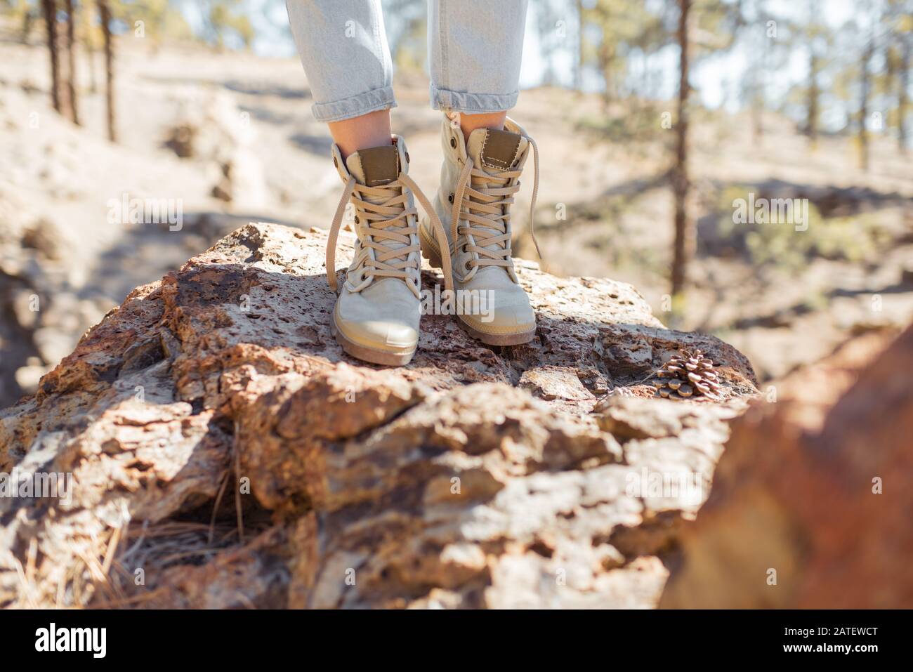 Hiker legs walking on rocky hi-res stock photography and images - Alamy
