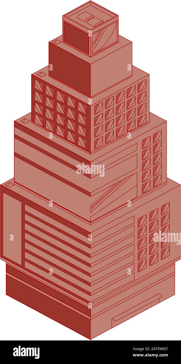 Vector isometric icon or infographic elements representing low poly town apartment building Stock Vector